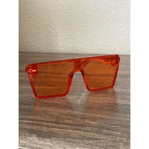 Orange Red Oversized Flat Top Square Sunglasses Vintage Summer Essentials